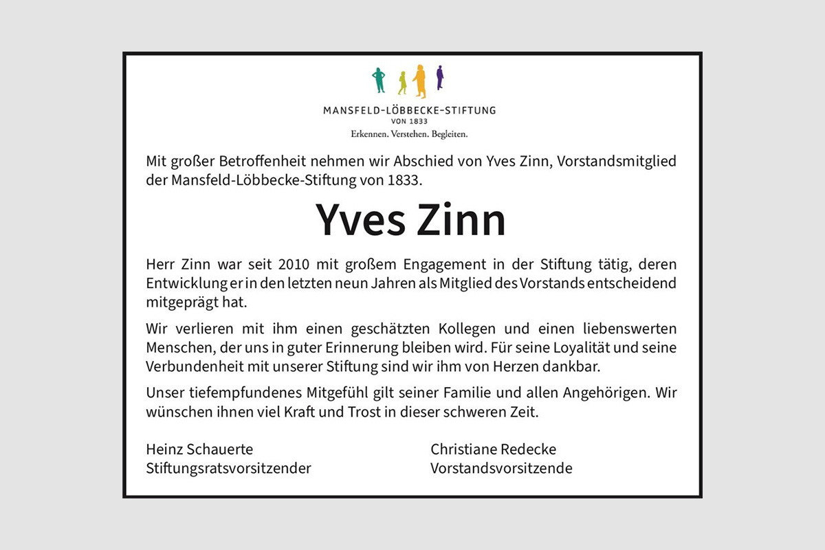 Wir nehmen Abschied von Yves Zinn